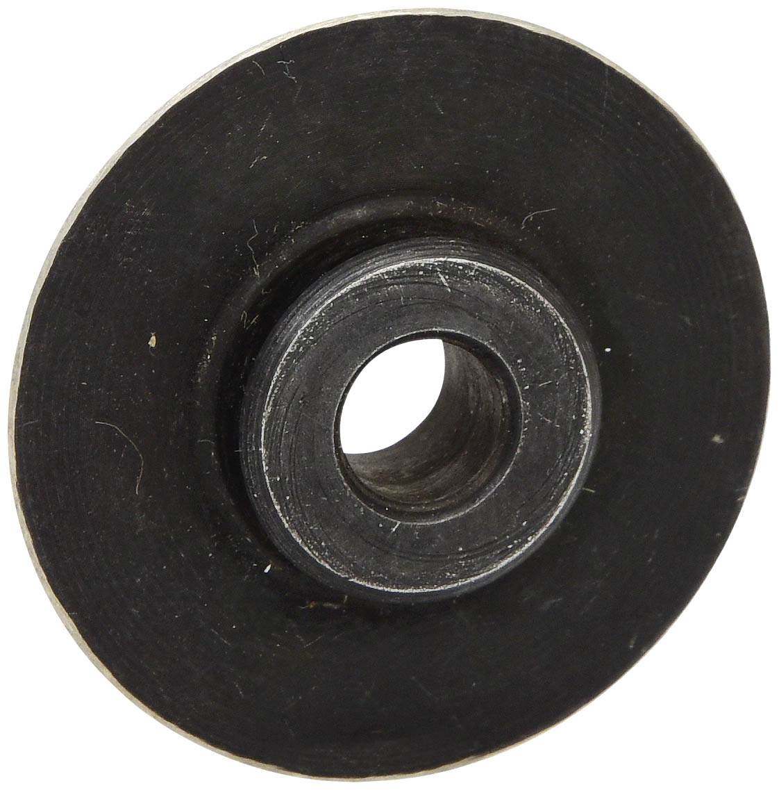 Un disque abrasif noir avec une ouverture centrée ; utilisé dans les machines à meuler pour lisser les surfaces.