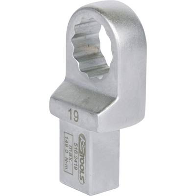 Une clé à anneau en argent, fermée, d'une ouverture de 19 mm, adaptée pour KS Tools, avec un couple de serrage maximal de 1490 Nm.