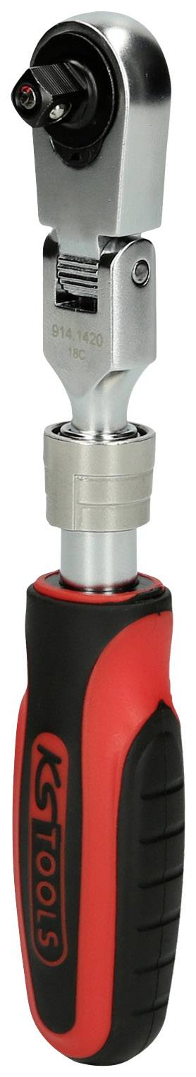 Une clé dynamométrique compacte avec une poignée ergonomique rouge et noire. Adaptée pour le serrage précis des vis et des écrous.