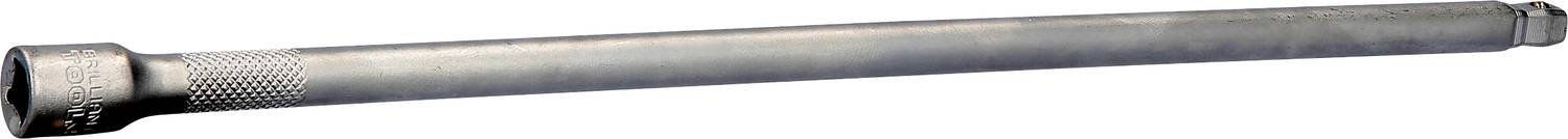 Tige de rallonge métallique, d'environ 30 cm de long, avec une poignée striée à l'extrémité droite et une surface lisse à gauche.