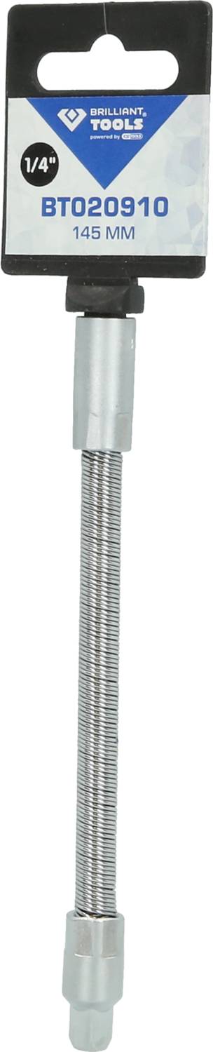 Rallonge flexible de 145 mm avec raccord 1/4 de pouce, adaptée aux outils de vissage. L'emballage affiche la marque "TOOLS".