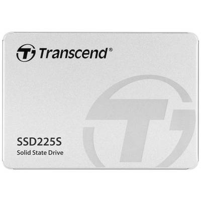Disque SSD Transcend SSD225S ; boîtier argenté avec logo de marque.