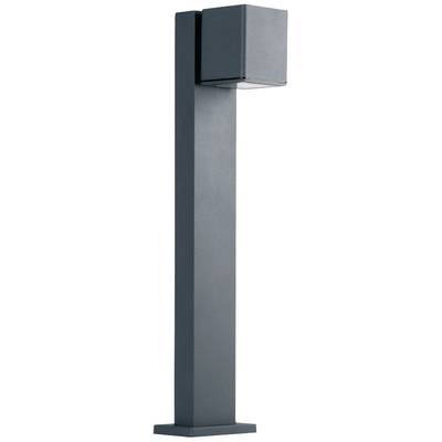 Une lampadaire moderne de forme rectangulaire avec une finition noire. Adapté pour une utilisation extérieure.