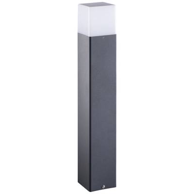 Luminaire extérieur noir et rectangulaire, surmonté d'un abat-jour carré blanc. Adapté à l'éclairage de jardin.