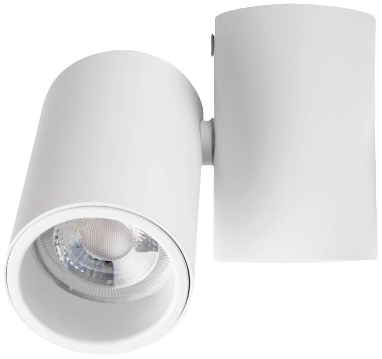 Une lampe murale blanche, cylindrique, avec tête réglable.
