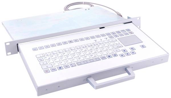 GETT TKS-088c-TOUCH-SCHUBL-USB-DE filaire Clavier allemand, QWERTZ blanc IP65, pavé tactile intégré, applications 19"