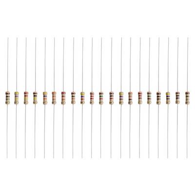 Série de résistances avec différents codages couleur indiquant des valeurs électriques. Principalement utilisée en électrotechnique.