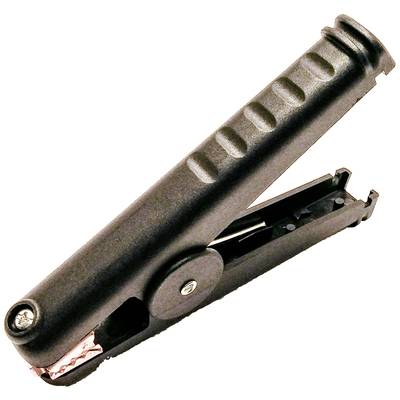 Un classeur noir avec une poignée ergonomique, légèrement ouvert.