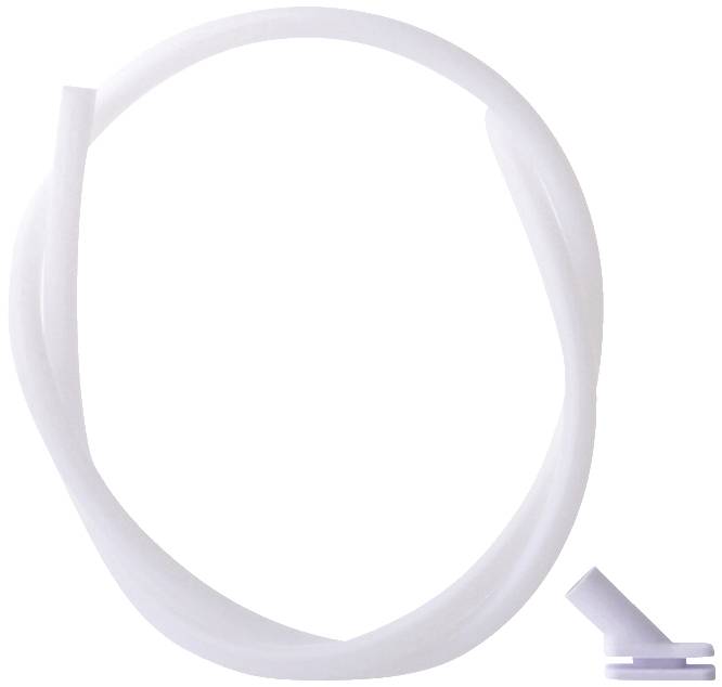 Un tuyau blanc et flexible muni d'un embout pointu.