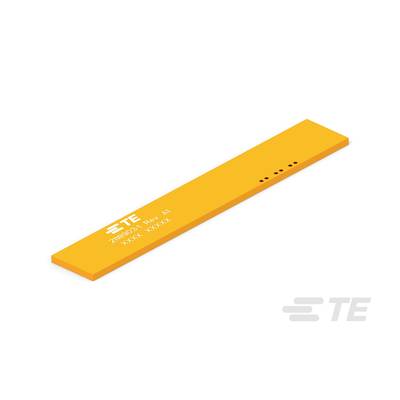 Oranges, composant rectangulaire avec de petits trous et un logo 'TE'. Il semble s'agir d'un composant électronique ou d'un capteur.