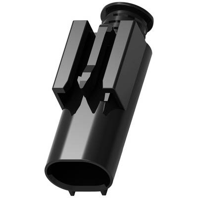 Cheville en plastique noir, cylindrique avec des fentes obliques et une extrémité striée, pour la fixation dans les murs ou les sols.