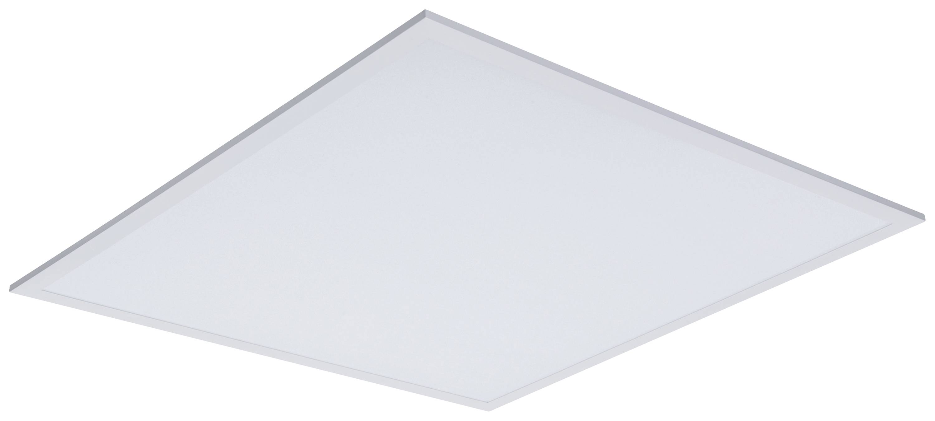 Un panneau LED rectangulaire avec un cadre blanc, adapté à une installation au plafond, offre un éclairage uniforme.