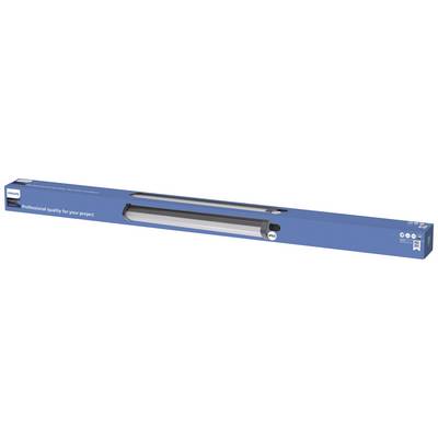 Emballage d'un tube LED Philips en bleu portant l'inscription « Qualité professionnelle pour votre projet » et des symboles d'efficacité énergétique.