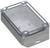 Boîtier en plastique transparent avec fond gris et quatre vis de fermeture, rectangulaire, pour composants électroniques.