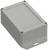 Boîtier rectangulaire gris en plastique avec couvercle amovible et découpes pour montage par vis, adapté aux projets électroniques.