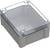 Récipient rectangulaire gris en plastique avec un couvercle transparent. Les coins du couvercle sont arrondis. Le récipient est vide.