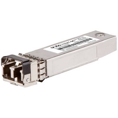 Un module SFP argenté à enficher dans des équipements réseau, utilisé pour les connexions à fibre optique dans les infrastructures réseau.