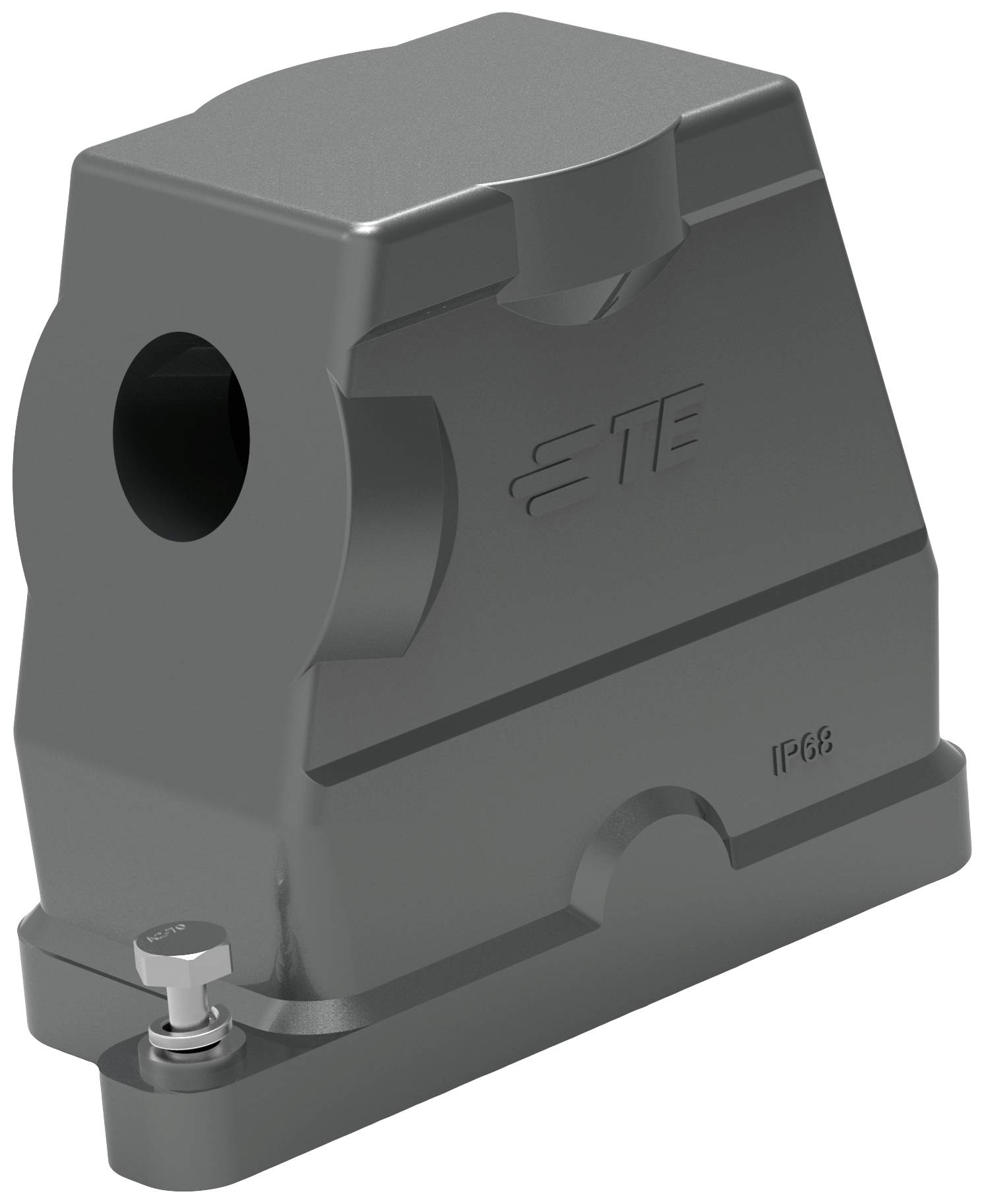 Boîtier industriel gris avec indice de protection IP66, adapté aux environnements à forte humidité ou charge de poussière.