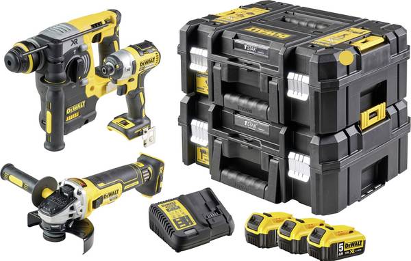 DEWALT  DCK305P3T-QW Clé à chocs sans fil, Marteau perforateur sans fil , Meuleuse d'angle sans fil   18 V Nombre d’accus fournis 3 5.0 Ah Li-Ion + batterie, + 2 batteries, + 3 batteries, + chargeur