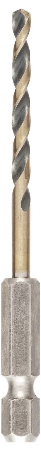 Un foret en métal avec une pointe hélicoïdale et une tige à six pans. Adapté pour percer des métaux et d'autres matériaux durs.