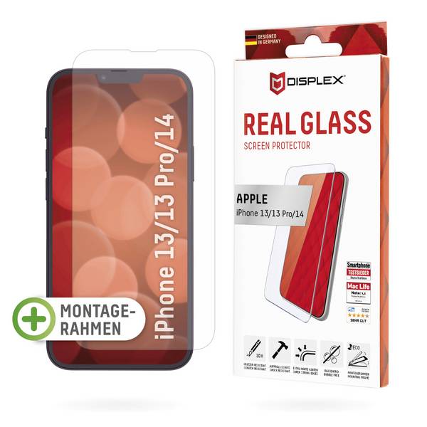 DISPLEX Real Glass Verre de protection d'écran Apple iPhone 13, iPhone 13 Pro, iPhone 14 1 pc(s) anti-traces de doigts, résistant aux éraflures 1698