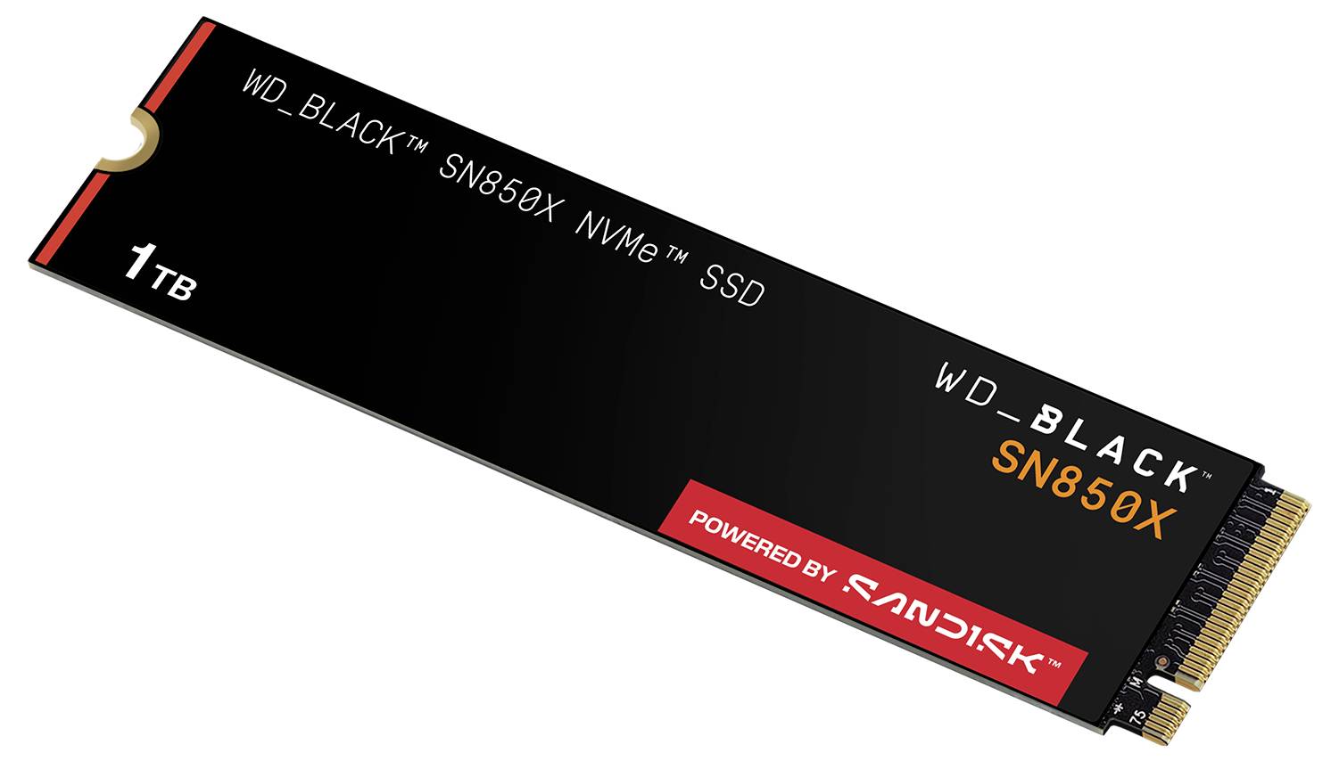 WD_BLACK SN850X NVMe SSD, 1 To, avec marquage et accent sur les performances, adapté au stockage de données haute vitesse pour les jeux vidéo ou l'informatique.