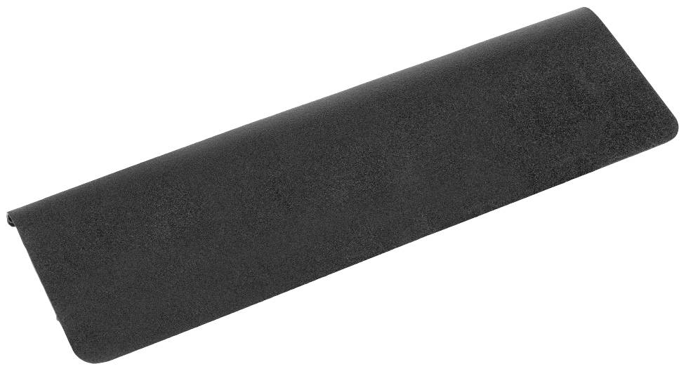 Coussin noir rectangulaire pour la paume de la main, conçu pour un typing ergonomique sur les claviers d'ordinateur.