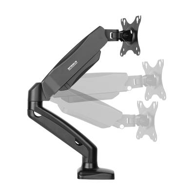 Support de moniteur avec bras ajustable démontrant plusieurs positions, conçu pour la fixation d'écrans, permettant une adaptation ergonomique.
