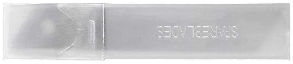 Sachet en plastique gris portant l'inscription « SPARE BLADES ». Contient des lames de rechange.