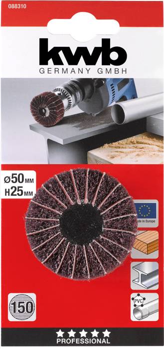Emballage d'un disque à meuler 'kwb Germany GmbH', diamètre 50 mm, hauteur 25 mm, adapté pour le métal, le bois et le plastique.