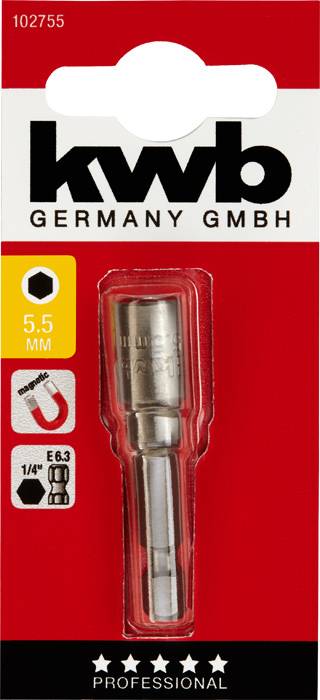 'Douille d'emmanchement kwb, taille 5,5 mm, pour connexion ¼". Adapté aux applications professionnelles.'