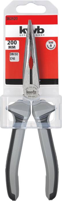Pince coupante à bouts pointus 'kwb Germany GmbH', 200 mm, adaptée à la norme DIN ISO 5745, dans un emballage au design rouge et noir.