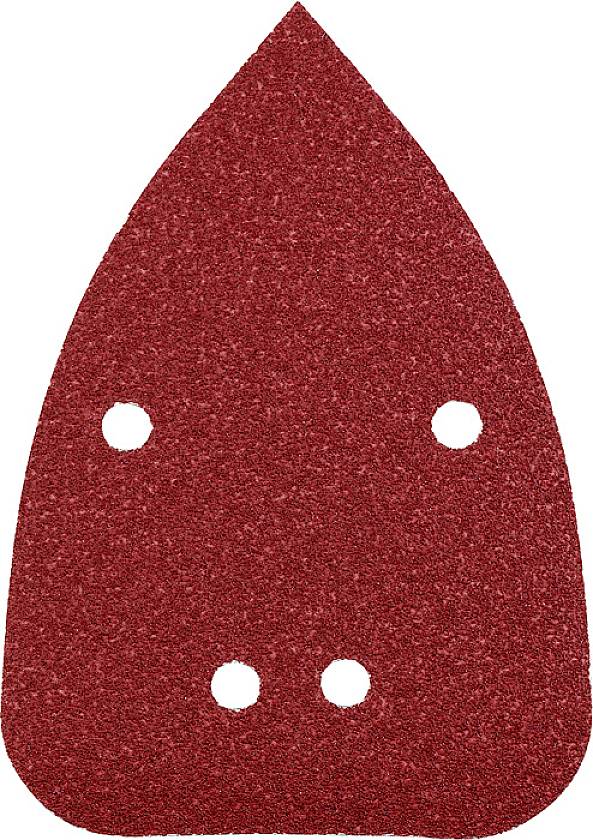 Papier de verre de forme delta avec quatre trous, rouge.