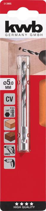Foret de KWB Germany GmbH en emballage rouge. Spécification : Ø 5,0 mm, haute qualité. Adapté pour le bois et le métal.