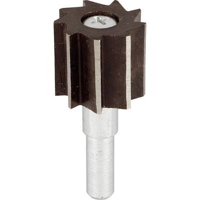 Un fraiseur en métal à plusieurs dents et à tige cylindrique, utilisé pour couper des matériaux dans l'usinage des métaux.
