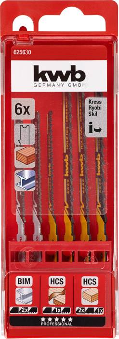Coffret de 6 lames de scie sauteuse pour bois et métal, compatible avec Kress, Ryobi et Skil. Comprend des lames BIM et HCS.
