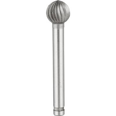 Fraise en métal à tête sphérique et tige allongée, adaptée pour le meulage et la mise en forme précis de surfaces métalliques.