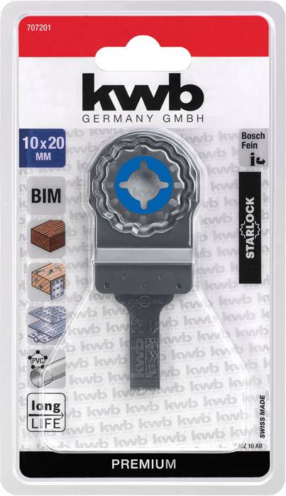 'Adaptateur de lame de scie de KWB pour outils Bosch, 10x20 mm, adapté au bois, au métal et au PVC, durable.'