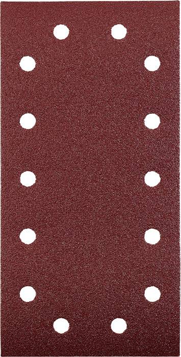 Bande de papier de verre rectangulaire de couleur brun-rouge avec un motif de points blancs.