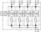 Schéma électrique avec quatre fusibles montés en parallèle, identifiés comme L1, L2, L3, N et PE, reliés à un interrupteur.