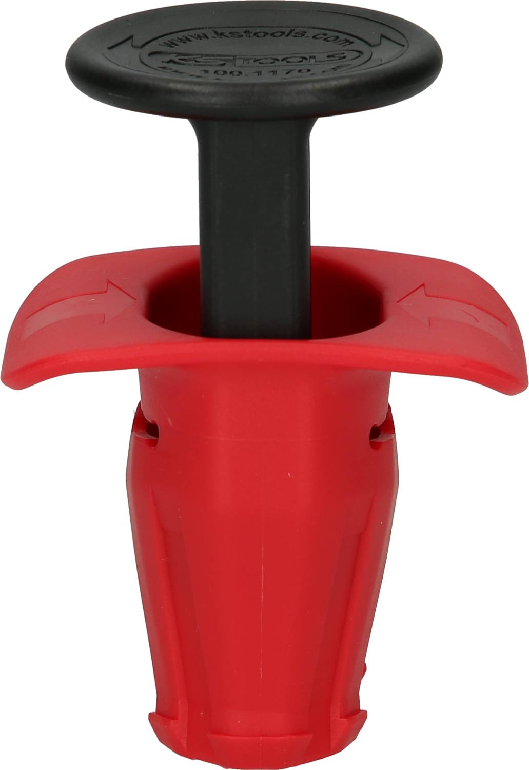 Clip en plastique rouge avec poignée noire, souvent utilisé pour fixer des matériaux.