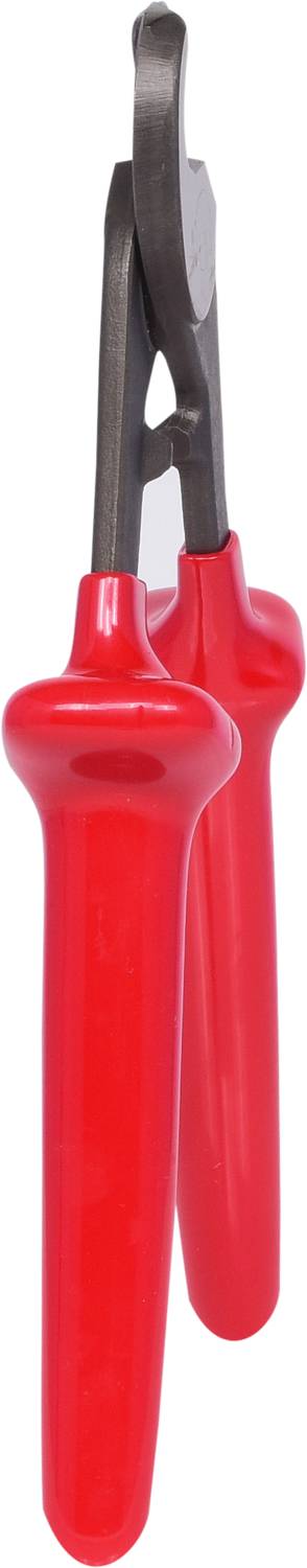 Pince-étau rouge avec tête noire, présentée de côté. Principalement utilisée pour l'artisanat ou le bricolage.