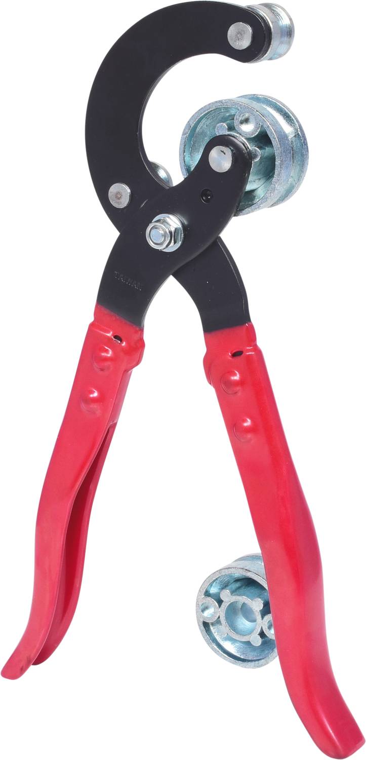 Une pince à cintrer les tubes rouge et noire pour plier des tubes à différents angles. Adaptée aux travaux d'installation.