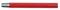 Un crayon de cire rouge avec un bout argenté est posé horizontalement.