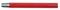 'Stylo rouge à pointe argentée, posé horizontalement.'