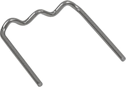 Agrafe métallique ondulée, typique du capitonnage. Elle possède deux jambes droites et une onde médiane pour une fixation améliorée.