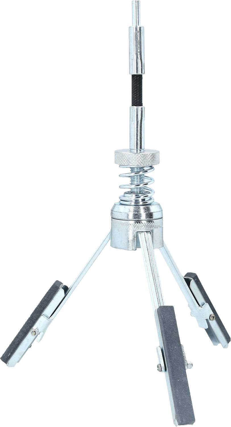 Petite antenne métallique avec trois pieds réglables, adaptée pour une utilisation mobile ou une fixation sur des véhicules.