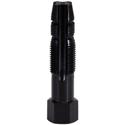 Un taraud noir de forme cylindrique avec une tige rainurée.