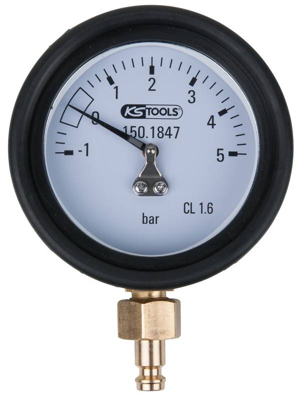 KS Tools 150.1847 Manomètre 1,0 - 5,0 bar inclus Embout de raccordement et capuchon de protection