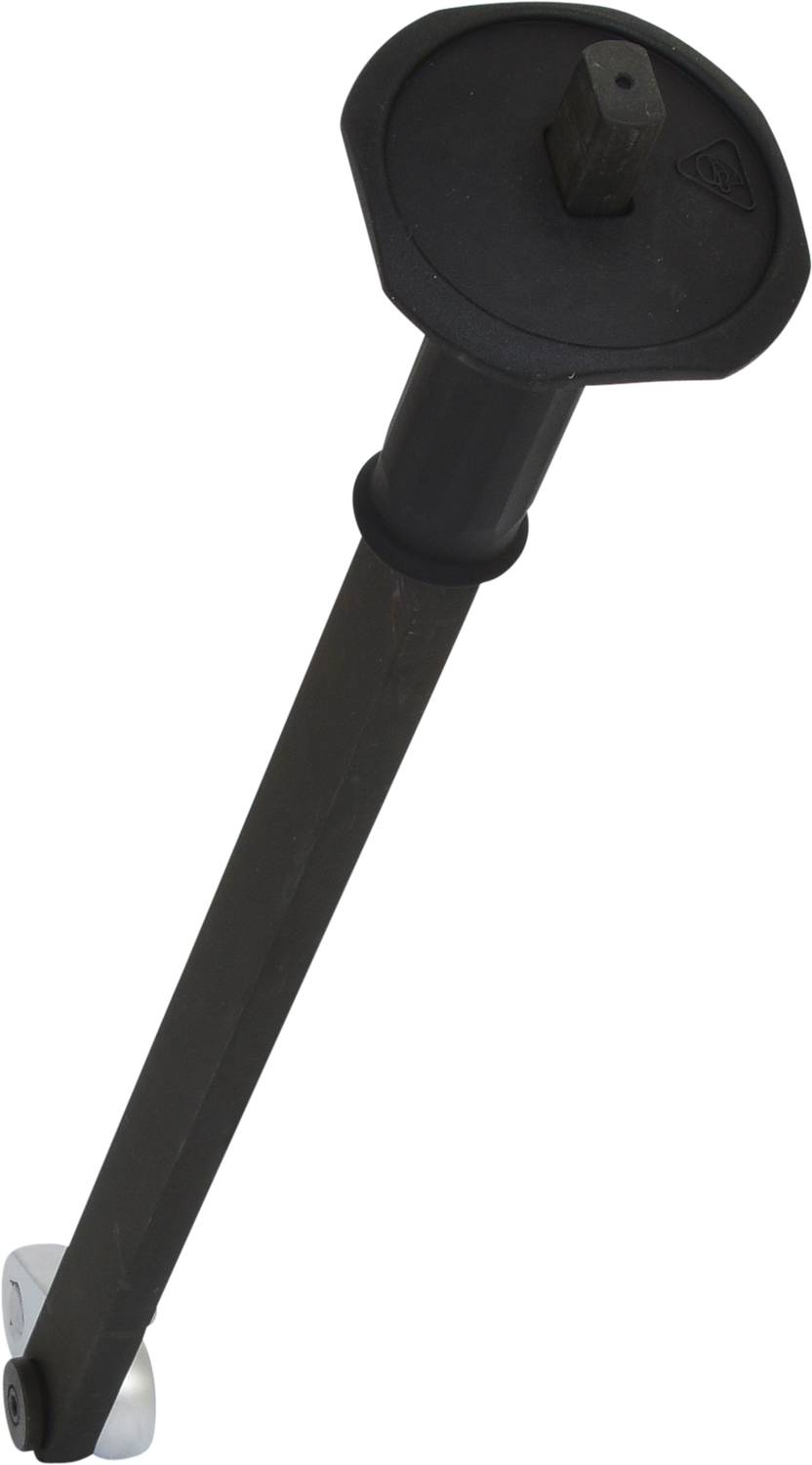Outil noir et long avec un embout carré, utilisé pour serrer ou desserrer des écrous, vu de côté.